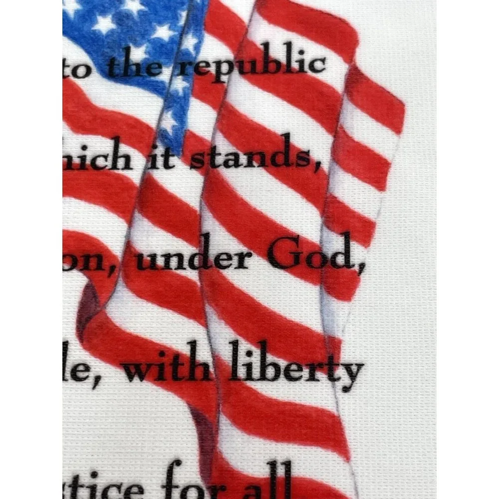 Vintage Patriotic Banner USA Pledge of Allegiance Lace Hang Bar Scroll Multi